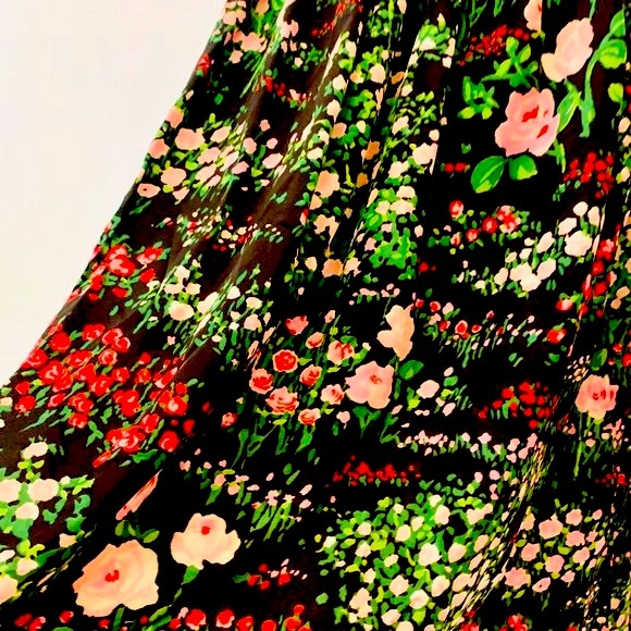 70s RK ORIGINALS true vintage BLACK velvet floral MAXI DRESS belt MEDIUM roses - Picture 10 of 12